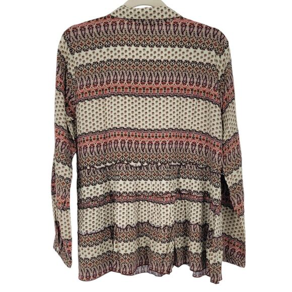 Hem‎ & Thread Boho Peasant Top Women’s Sz L Paisley Print Button Up Collared NWT - Picture 2 of 6